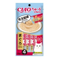 INABA CIAO крем-лакомство для кошек Churu пюре Тунец Магуро для вывода шерсти из ЖКТ, 14 г х 4 шт
