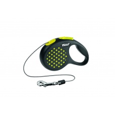 FLEXI Design XS Cord 3 m Поводок-рулетка черная/желтый горошек, трос, до 8 кг